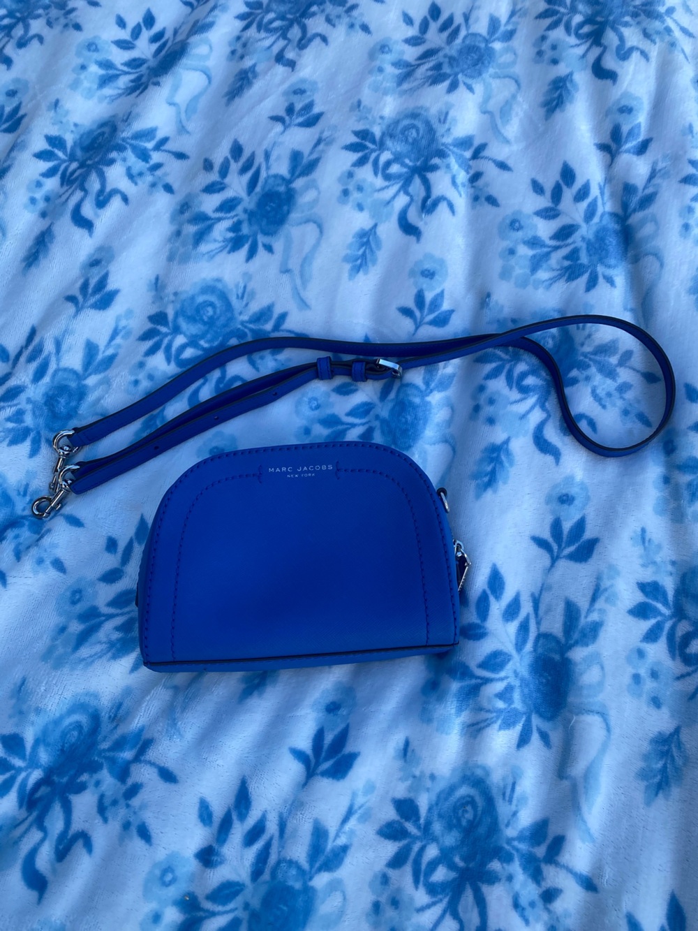 Marc Jacobs Cobalt Blue Saffiano Leather Crossbody Camera Bag Purse